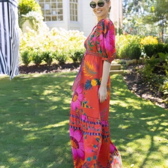 FARM Rio Vibrant Floral Maxi Dress - Red and Pink - Picture 6 of 14